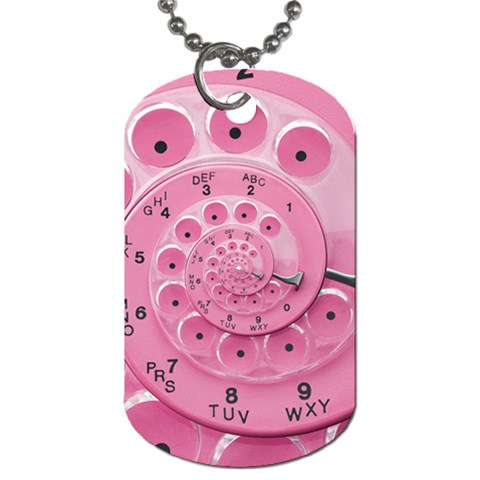 Retro Vintage Pink Rotary Dial Spiral Droste Dog Tag (Two Sides) from ArtsNow.com Front