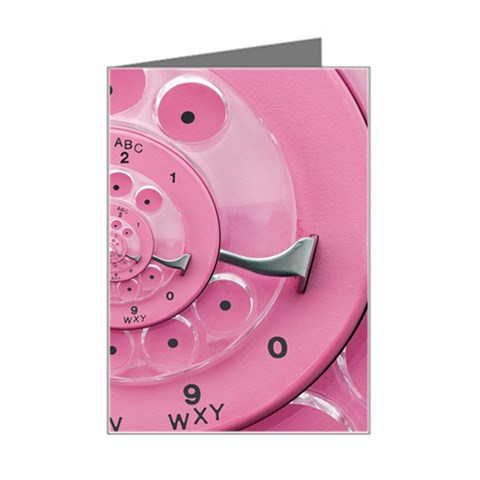 Retro Vintage Pink Rotary Dial Spiral Droste Mini Greeting Card from ArtsNow.com Left