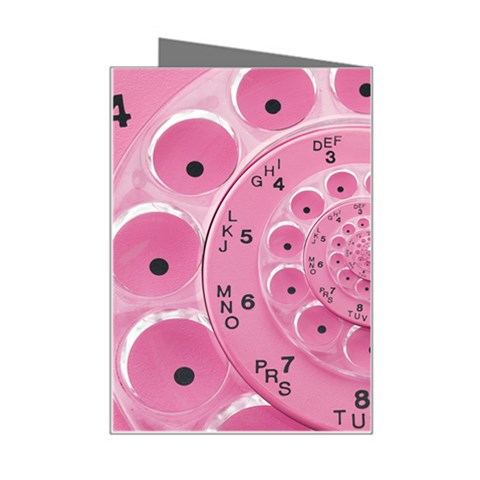 Retro Vintage Pink Rotary Dial Spiral Droste Mini Greeting Card from ArtsNow.com Right