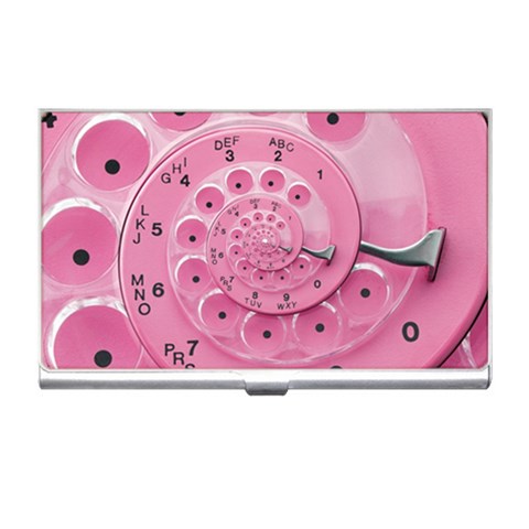 Retro Vintage Pink Rotary Dial Spiral Droste Business Card Holder from ArtsNow.com Front