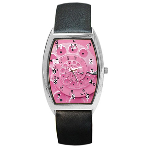 Retro Vintage Pink Rotary Dial Spiral Droste Barrel Style Metal Watch from ArtsNow.com Front