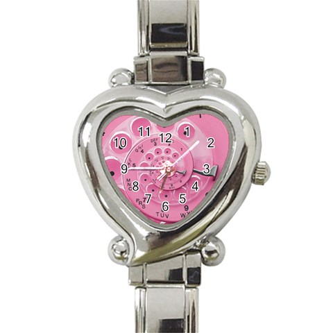 Retro Vintage Pink Rotary Dial Spiral Droste Heart Italian Charm Watch from ArtsNow.com Front