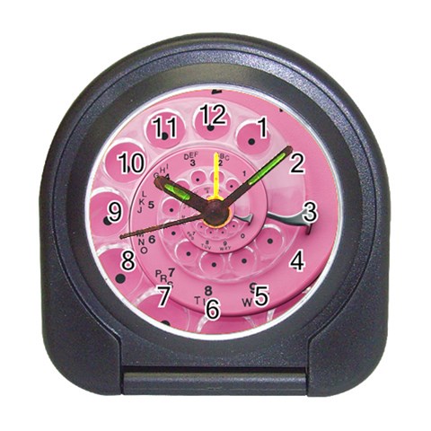 Retro Vintage Pink Rotary Dial Spiral Droste Travel Alarm Clock from ArtsNow.com Front