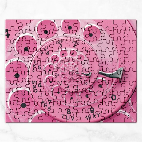 Retro Vintage Pink Rotary Dial Spiral Droste Jigsaw Puzzle (Rectangular) from ArtsNow.com Front