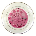 Retro Vintage Pink Rotary Dial Spiral Droste Porcelain Plate