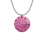 Retro Vintage Pink Rotary Dial Spiral Droste 1  Button Necklace