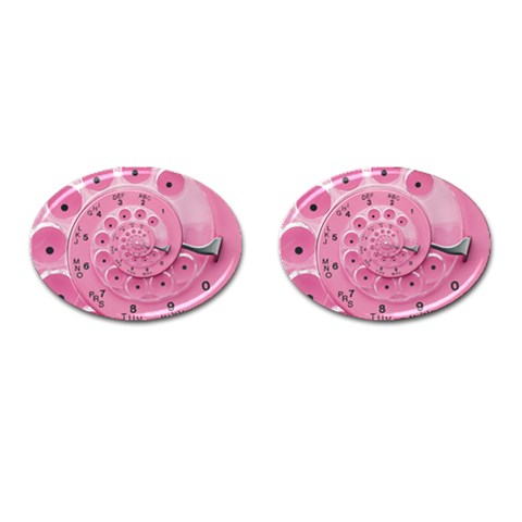 Retro Vintage Pink Rotary Dial Spiral Droste Cufflinks (Oval) from ArtsNow.com Front(Pair)