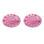 Retro Vintage Pink Rotary Dial Spiral Droste Cufflinks (Oval)