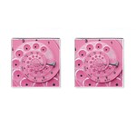 Retro Vintage Pink Rotary Dial Spiral Droste Cufflinks (Square)