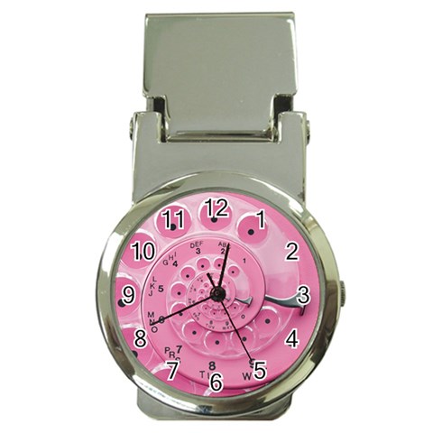 Retro Vintage Pink Rotary Dial Spiral Droste Money Clip Watch from ArtsNow.com Front