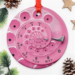 Retro Vintage Pink Rotary Dial Spiral Droste Round Ornament (Two Sides) from ArtsNow.com Front