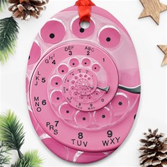 Retro Vintage Pink Rotary Dial Spiral Droste Oval Ornament (Two Sides) from ArtsNow.com Front