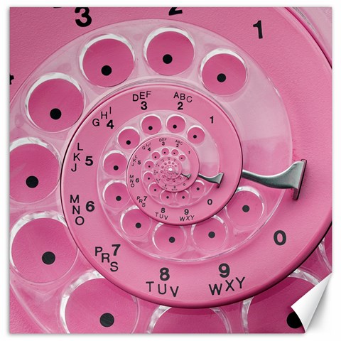 Retro Vintage Pink Rotary Dial Spiral Droste Canvas 12  x 12  from ArtsNow.com 11.4 x11.56  Canvas - 1