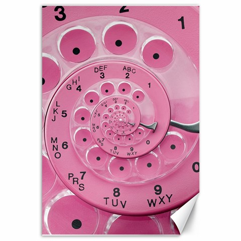 Retro Vintage Pink Rotary Dial Spiral Droste Canvas 12  x 18  from ArtsNow.com 11.88 x17.36  Canvas - 1