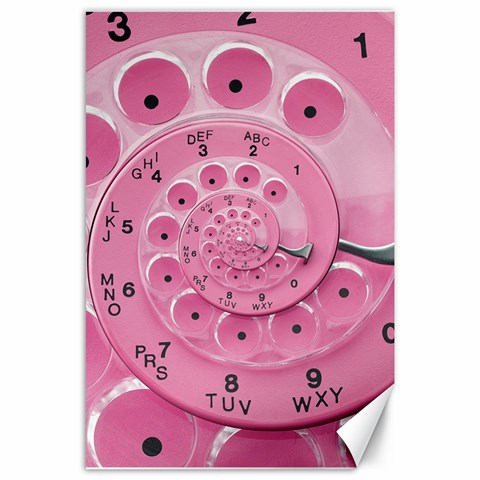 Retro Vintage Pink Rotary Dial Spiral Droste Canvas 24  x 36  from ArtsNow.com 23.35 x34.74  Canvas - 1