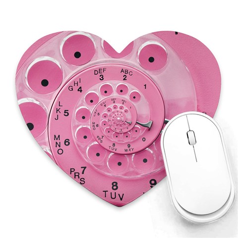 Retro Vintage Pink Rotary Dial Spiral Droste Heart Mousepad from ArtsNow.com Front