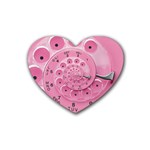 Retro Vintage Pink Rotary Dial Spiral Droste Rubber Coaster (Heart)