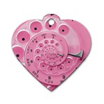 Retro Vintage Pink Rotary Dial Spiral Droste Dog Tag Heart (One Side)