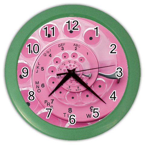 Retro Vintage Pink Rotary Dial Spiral Droste Color Wall Clock from ArtsNow.com Front