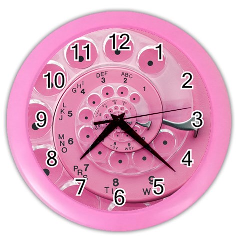 Retro Vintage Pink Rotary Dial Spiral Droste Color Wall Clock from ArtsNow.com Front