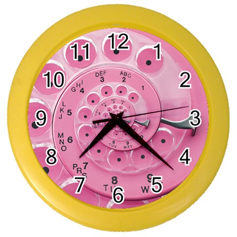 Retro Vintage Pink Rotary Dial Spiral Droste Color Wall Clock from ArtsNow.com Front