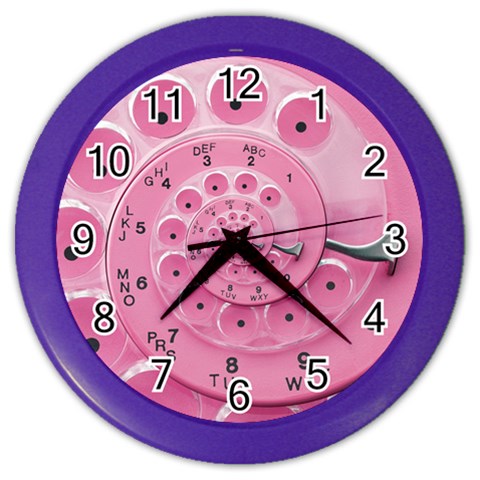 Retro Vintage Pink Rotary Dial Spiral Droste Color Wall Clock from ArtsNow.com Front