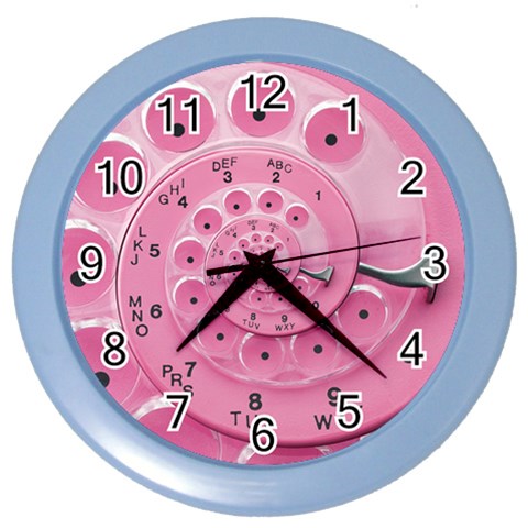 Retro Vintage Pink Rotary Dial Spiral Droste Color Wall Clock from ArtsNow.com Front