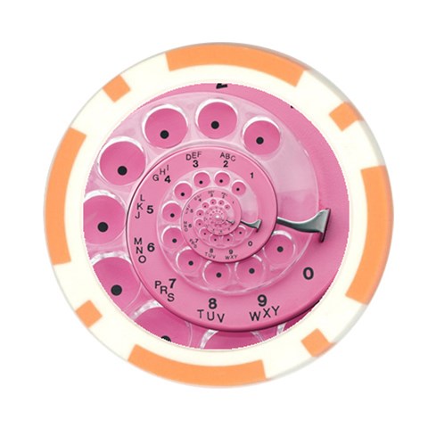 Retro Vintage Pink Rotary Dial Spiral Droste Poker Chip Card Guard from ArtsNow.com Front