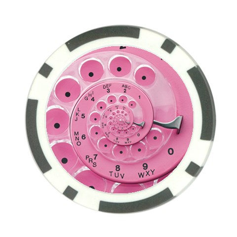 Retro Vintage Pink Rotary Dial Spiral Droste Poker Chip Card Guard from ArtsNow.com Back