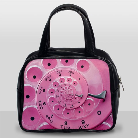 Retro Vintage Pink Rotary Dial Spiral Droste Classic Handbag (Two Sides) from ArtsNow.com Front