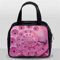 Retro Vintage Pink Rotary Dial Spiral Droste Classic Handbag (Two Sides) from ArtsNow.com Front