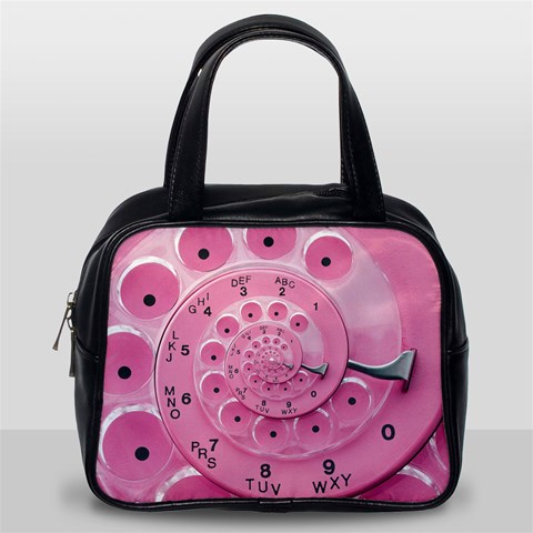 Retro Vintage Pink Rotary Dial Spiral Droste Classic Handbag (Two Sides) from ArtsNow.com Back