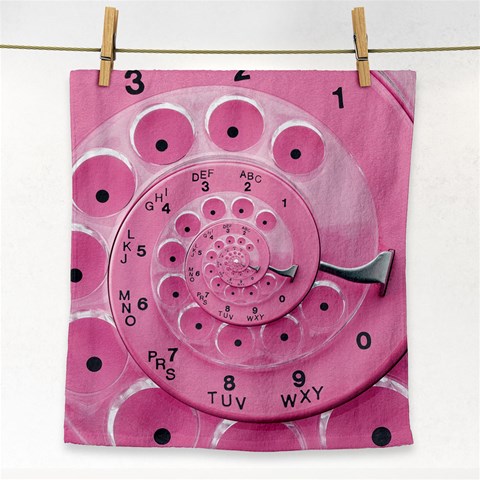 Retro Vintage Pink Rotary Dial Spiral Droste Face Towel from ArtsNow.com Front