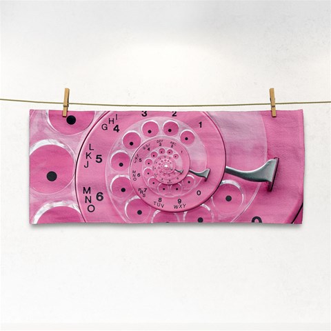 Retro Vintage Pink Rotary Dial Spiral Droste Hand Towel from ArtsNow.com Front