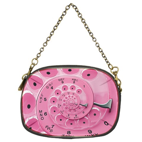 Retro Vintage Pink Rotary Dial Spiral Droste Chain Purse (One Side) from ArtsNow.com Front