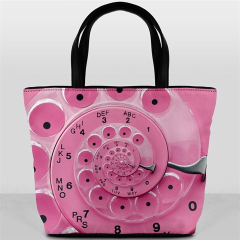 Retro Vintage Pink Rotary Dial Spiral Droste Bucket Bag from ArtsNow.com Front