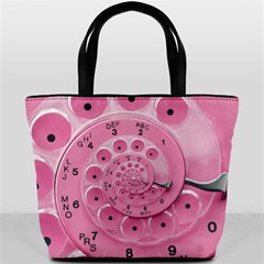 Retro Vintage Pink Rotary Dial Spiral Droste Bucket Bag from ArtsNow.com Front