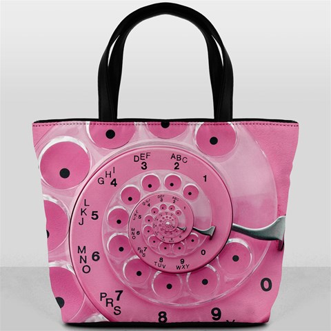 Retro Vintage Pink Rotary Dial Spiral Droste Bucket Bag from ArtsNow.com Back