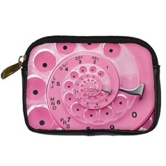 Retro Vintage Pink Rotary Dial Spiral Droste Digital Camera Leather Case from ArtsNow.com Front