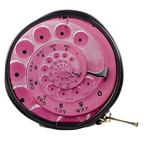 Retro Vintage Pink Rotary Dial Spiral Droste Mini Makeup Bag from ArtsNow.com Front