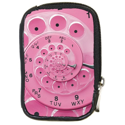 Retro Vintage Pink Rotary Dial Spiral Droste Compact Camera Leather Case from ArtsNow.com Front