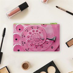 Retro Vintage Pink Rotary Dial Spiral Droste Cosmetic Bag (Small) from ArtsNow.com Back