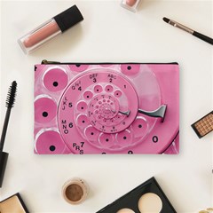 Retro Vintage Pink Rotary Dial Spiral Droste Cosmetic Bag (Medium) from ArtsNow.com Front