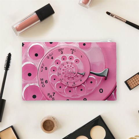 Retro Vintage Pink Rotary Dial Spiral Droste Cosmetic Bag (Medium) from ArtsNow.com Back