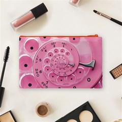 Retro Vintage Pink Rotary Dial Spiral Droste Cosmetic Bag (Medium) from ArtsNow.com Back