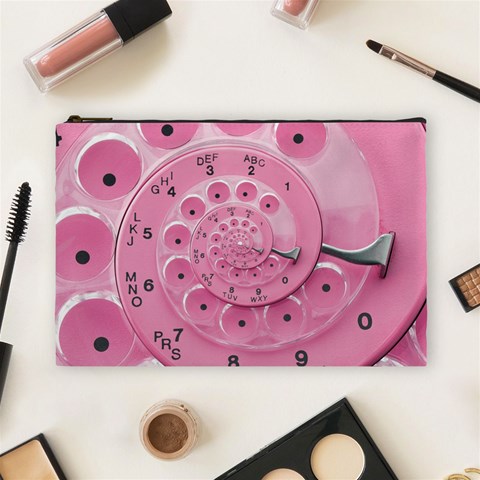 Retro Vintage Pink Rotary Dial Spiral Droste Cosmetic Bag (Large) from ArtsNow.com Front