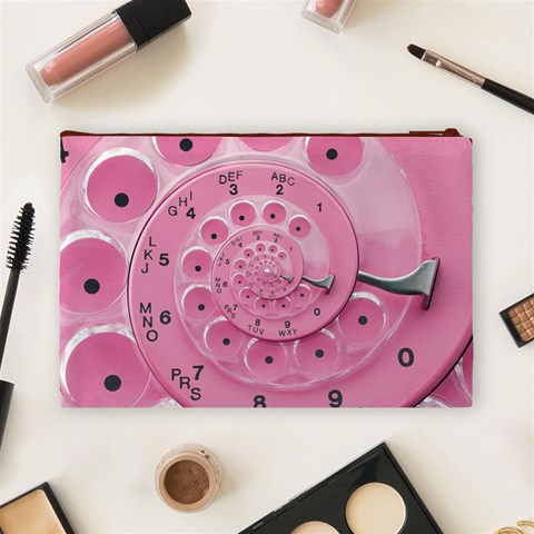 Retro Vintage Pink Rotary Dial Spiral Droste Cosmetic Bag (Large) from ArtsNow.com Back