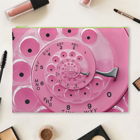 Retro Vintage Pink Rotary Dial Spiral Droste Cosmetic Bag (XL) from ArtsNow.com Front