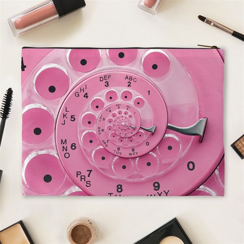 Retro Vintage Pink Rotary Dial Spiral Droste Cosmetic Bag (XL) from ArtsNow.com Back