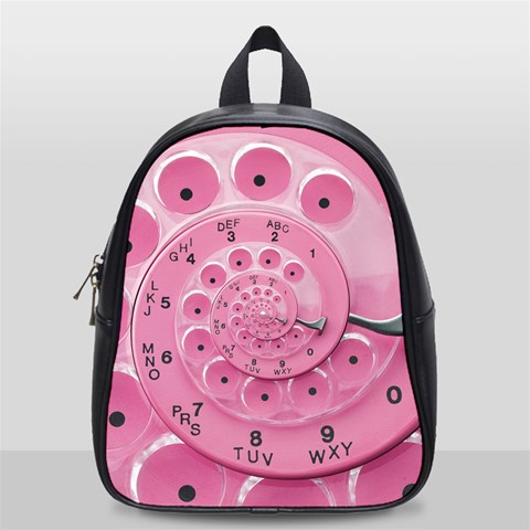 Retro Vintage Pink Rotary Dial Spiral Droste School Bag (Small) from ArtsNow.com Front